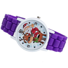 Cartoon Santa Claus and Reindeer Pattern Silicone Strap Watch Cute Kid Watch Fashion Children Quartz Watch