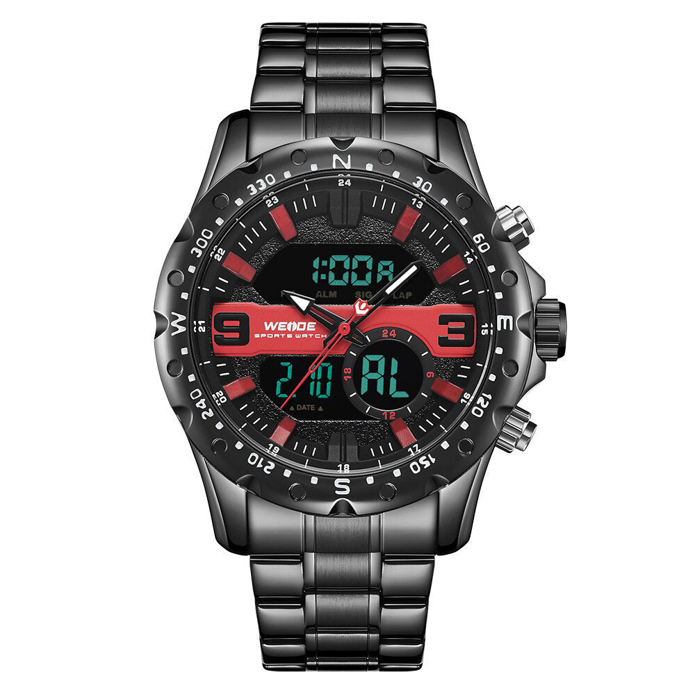 Business Style Dual Display Watch LCD Digital Chronograph 3ATM Waterproof Men Watch