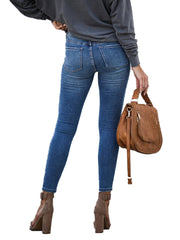 Casual Women Zipper Slim Long Denim Jeans