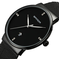 Men's Fashion Quartz Watch with Simple Dial & Stainless Steel Strap