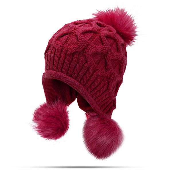 Womens Winter Warm Crochet Knitted Wool Beanie Hat Pompom Ball Ski Cap