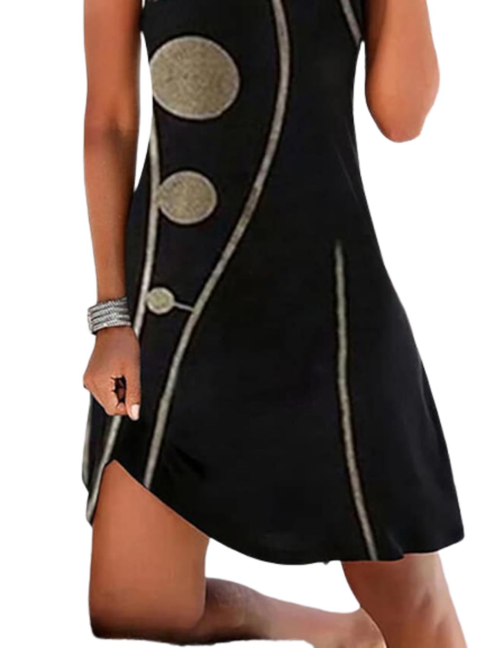 Women's Sleeveless Geometric Print Crew Neck Daily Dress