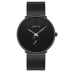 Men Simple Dial Full Mesh Steel Strap Independent second Dial Quartz Watch