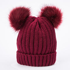 Women's Knitted Winter Beanie with Pom Pom - Warm, Soft Fur Ball Cap