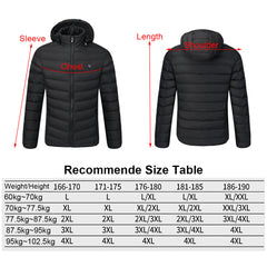 Mens USB Heated Warm Back Cervical Spine Hooded Winter Jacket Motorcycle Skiing Riding Coat Women