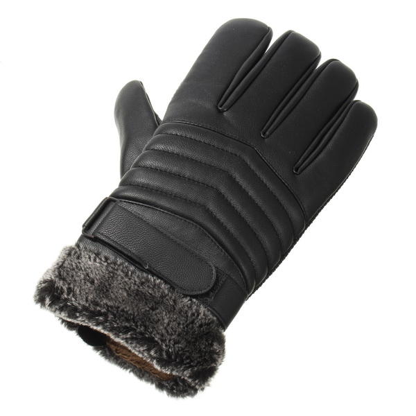 Black PU Gloves for Riding, Racing, Skiing, Fishing, Motorcycle & Mountain Biking - Thick & Durable