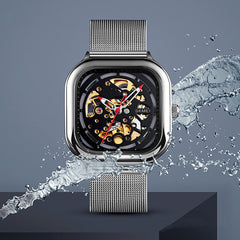 Fashion Men Automatic Watch Waterproof Hollow Art Stainless Steel Strap Mechanical Watch