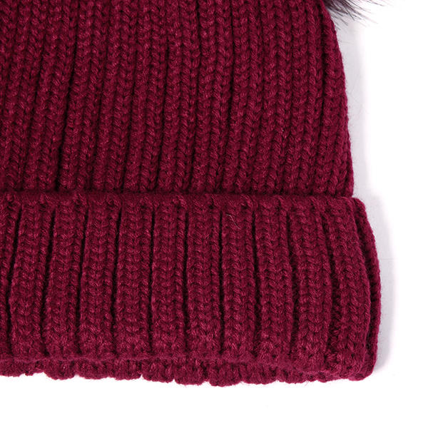 Women's Knitted Winter Beanie with Pom Pom - Warm, Soft Fur Ball Cap