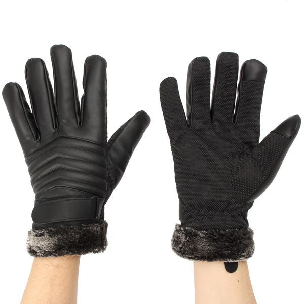 Black PU Gloves for Riding, Racing, Skiing, Fishing, Motorcycle & Mountain Biking - Thick & Durable