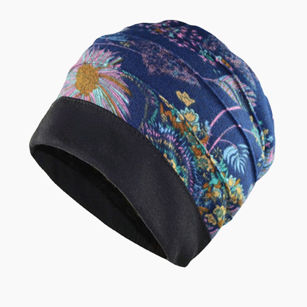 Women's Floral Cotton Beanie: Casual, Breathable, Warm Turban for Outdoor Fashion