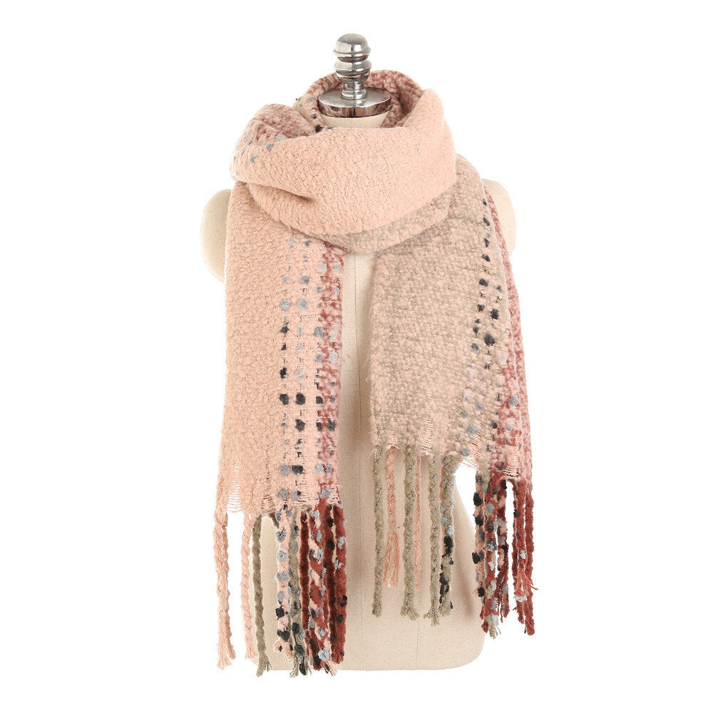 Women's Vintage Cashmere-Feel Tassel Scarf Shawl - Winter Warmth