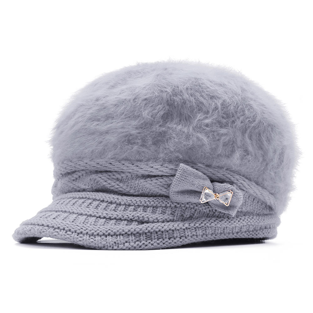 Women's Winter Knit Velvet Beret Hat - Warm Outdoor Leisure Cap