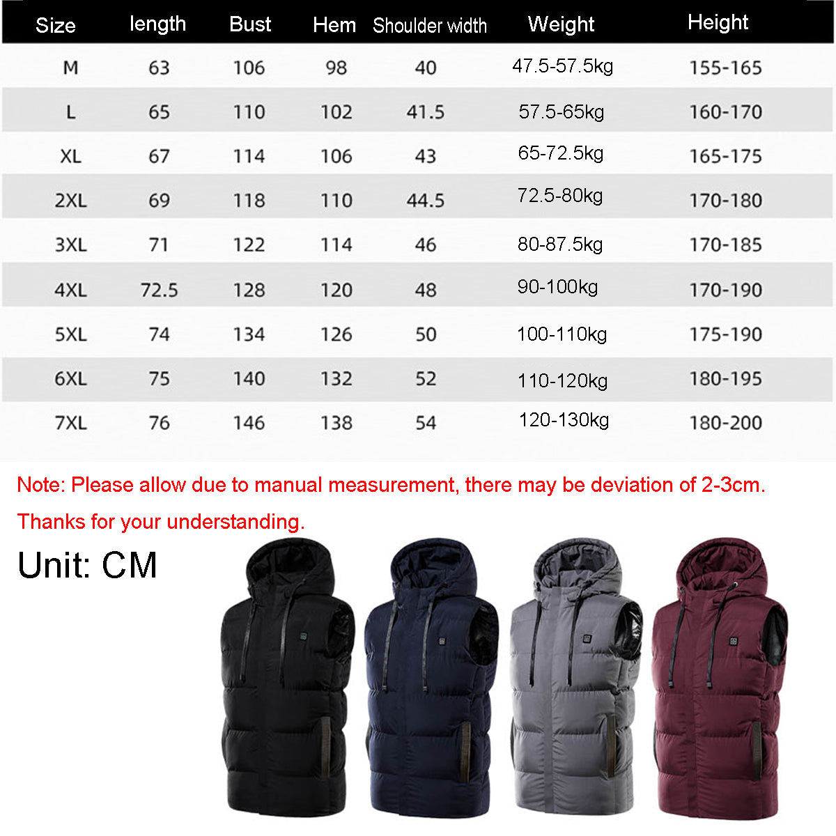 Men USB Heated Winter Jacket with Hood - Electric Warm Coat