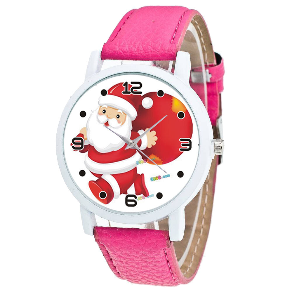 Cartoon Santa Claus and Gift Pattern Cute Kid Watch Fashion Children Quartz Watch