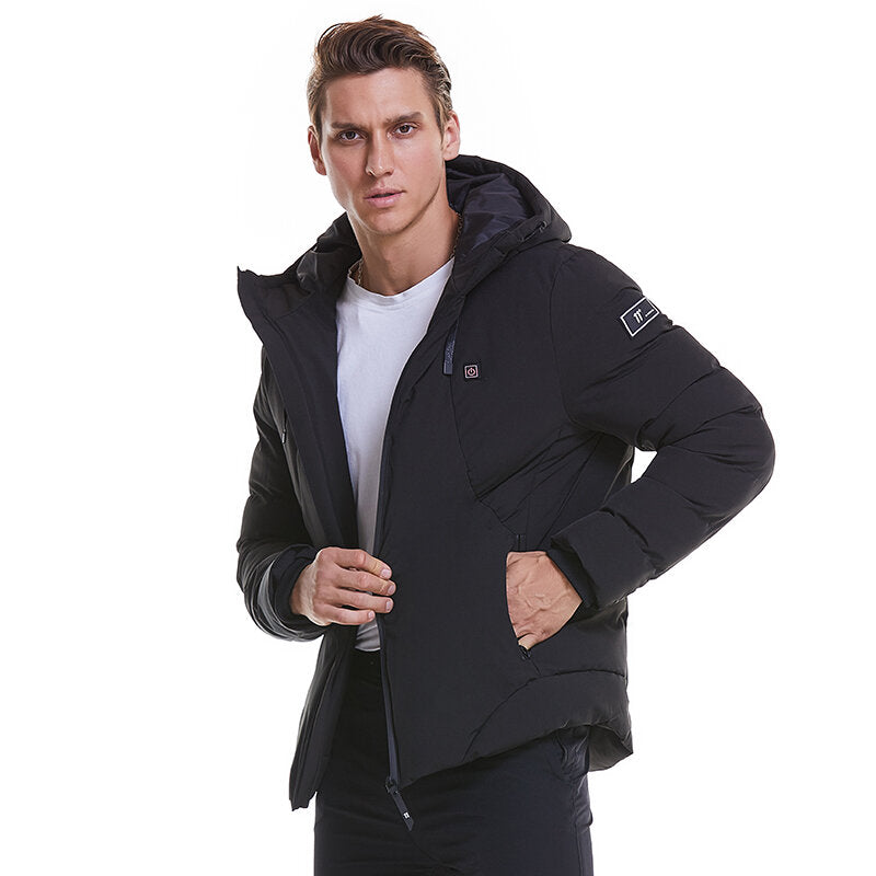USB Heated Jacket for Warmth: Intelligent Heating, Hooded, Ideal for Work, Motorcycle, Skiing, Riding