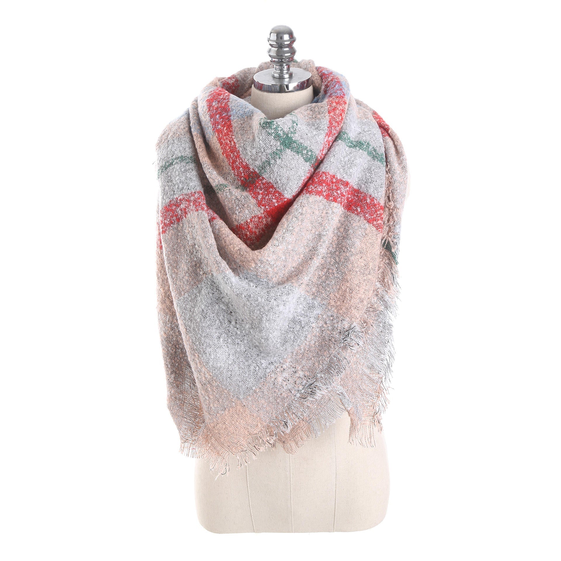 Women's Buttoned Crochet Lattice Scarf - Warm, Stylish Wrap