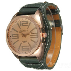 Rose gold Color Case PU Leather Band Women Watch