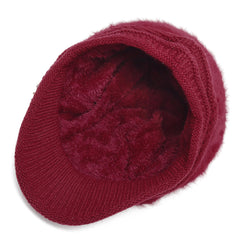 Women's Winter Knit Velvet Beret Hat - Warm Outdoor Leisure Cap