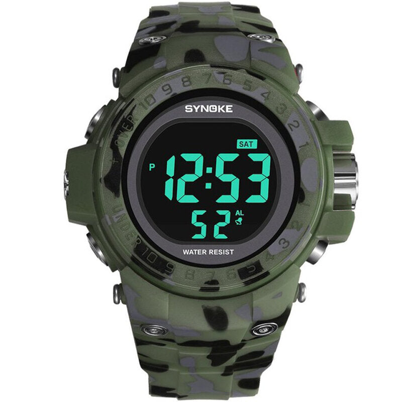 Men Watch Waterproof Week Display Alarm EL Light Camouflage Digital Watch