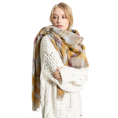 Women's Buttoned Crochet Lattice Scarf - Warm, Stylish Wrap