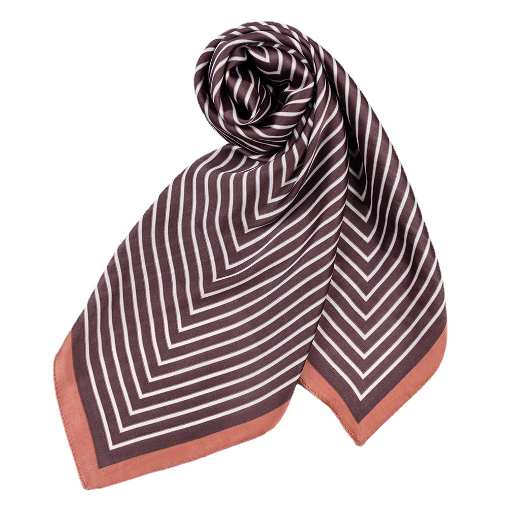 Women's Satin Embroidered Silk Scarf - Comfortable Striped Fashion Headpiece