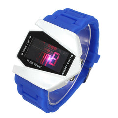 Creative Airplane Pilot Colorful LED Water Resistant Stopwatch Alarm Clock Wrist Watch Digital Watch