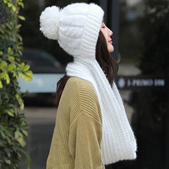 Women's Winter Knit Beanie Hat with Scarf & Earmuffs - Windproof Ski Cap