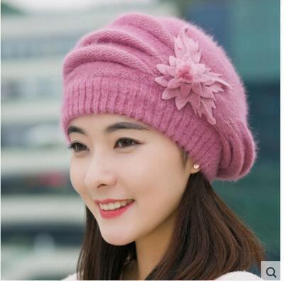 Women's Thick Knitted Fur Hat - Warm Winter Sweater Beanie