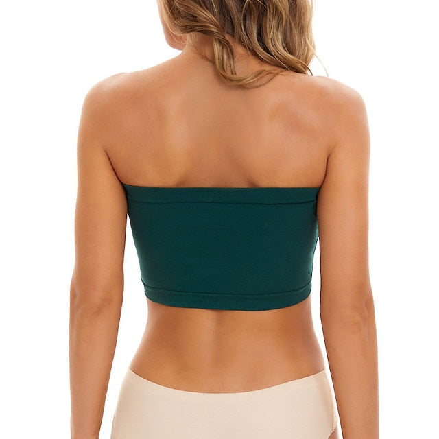 Women's Bras & Bralettes Tube Bra Strapless Full Coverage Solid Color Scoop Neck Micro-elastic Breathable Invisible