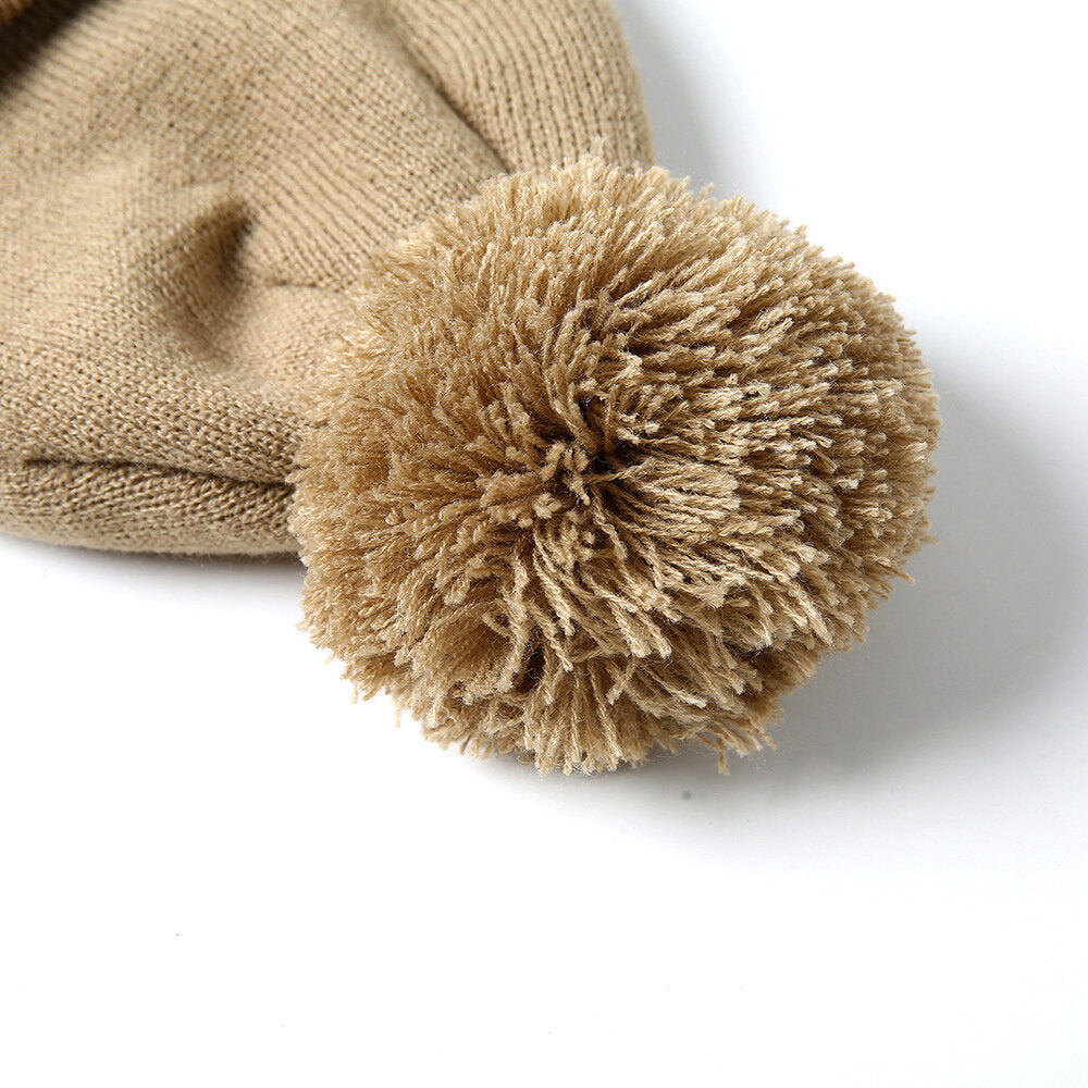 Unisex Winter Vintage Knit Beanie Cap - Warm Outdoor Thicken Skullcap Earmuffs