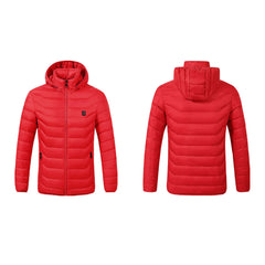 Electric Heating USB Abdomen Back Intelligent Winter Hooded Heated Coat Jacket Temperature Control