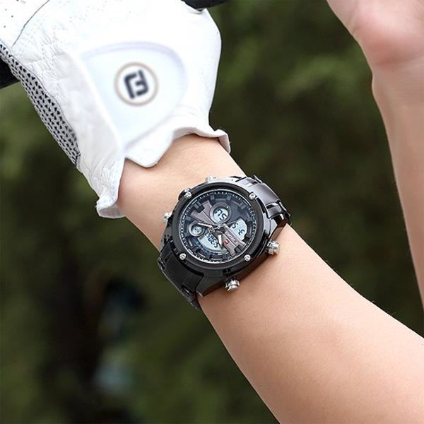 Men Dual Display Watch Luxury Stainless Strap Sport Watch