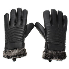 Black PU Gloves for Riding, Racing, Skiing, Fishing, Motorcycle & Mountain Biking - Thick & Durable