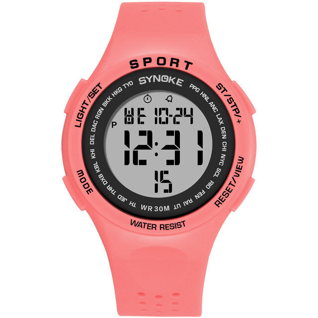 EL Display Silicone Strap Sport Watch 3ATM Waterproof Alarm Student Digital Watch