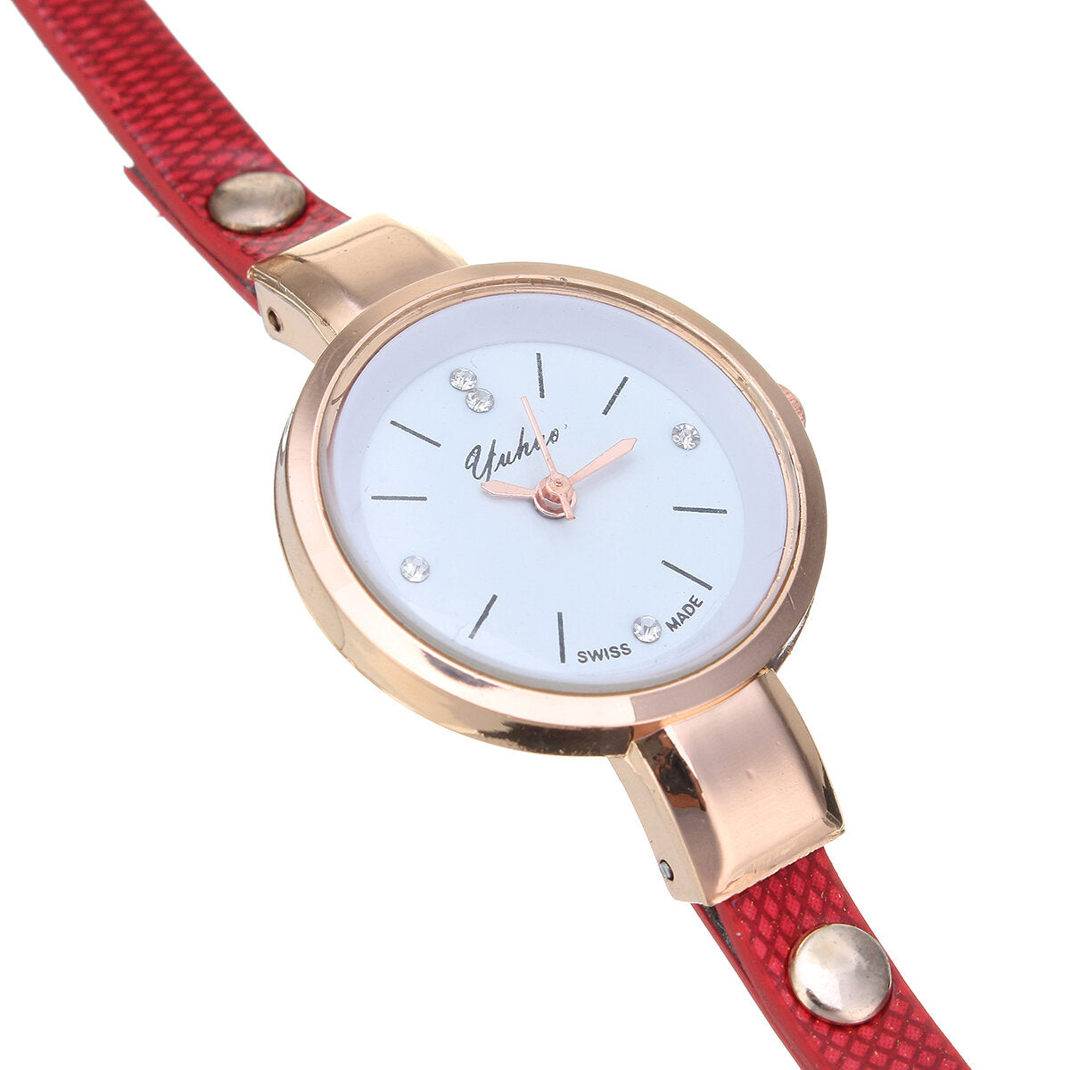 PU Leather Strap Simple Crystal Dial Women Watch Ladies Dress Quartz Watch