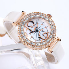 Rhinestone Women Wrist Watch Shell Dial Waterproof Elegant Design Quartz Watch