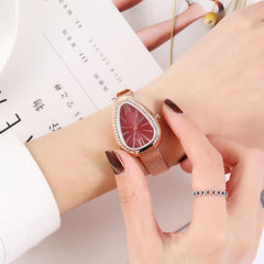 Crystal Case Triangle Dial Simple Design Full Stell Mesh Belt Women Quartz Watch