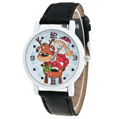 Fashion Christmas Santa Claus Pattern Cute Watch Leather Strap Men Women Quartxz Watch