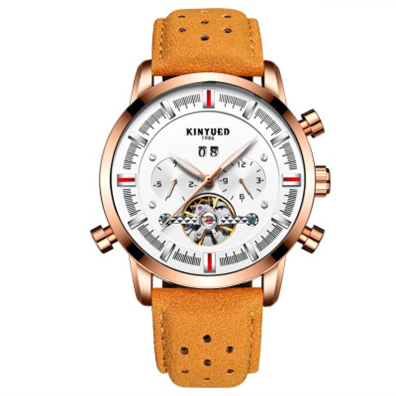 Fashion Style Brathable Leather Strap Automatic Men Business Mechanical Watch