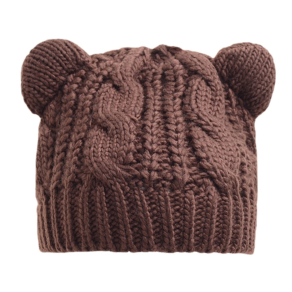 Unisex Woolen Cat Ear Warm Knitted Hat - Cute, Soft, Casual, All-Match for Couples