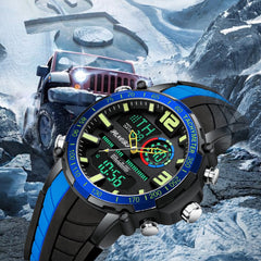 Dual Display Digital Watch Outdoor Sport Alarmclock Calendar Chronograph Noctilucent Waterproof Watch