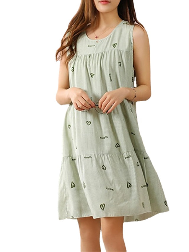 Women's Pajamas Nightgown Flower Fashion Simple Comfort Home Daily Bed Cotton Breathable Gift
