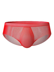 Mens Solid Color See Through Breathable Thin Mid Waist Full Hip Home Briefs