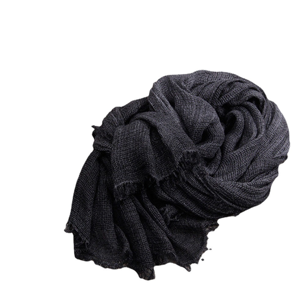 Women's Ethnic Style Cotton Scarf Shawl - Warm, Solid, Dirty Dyed for Autumn/Winter