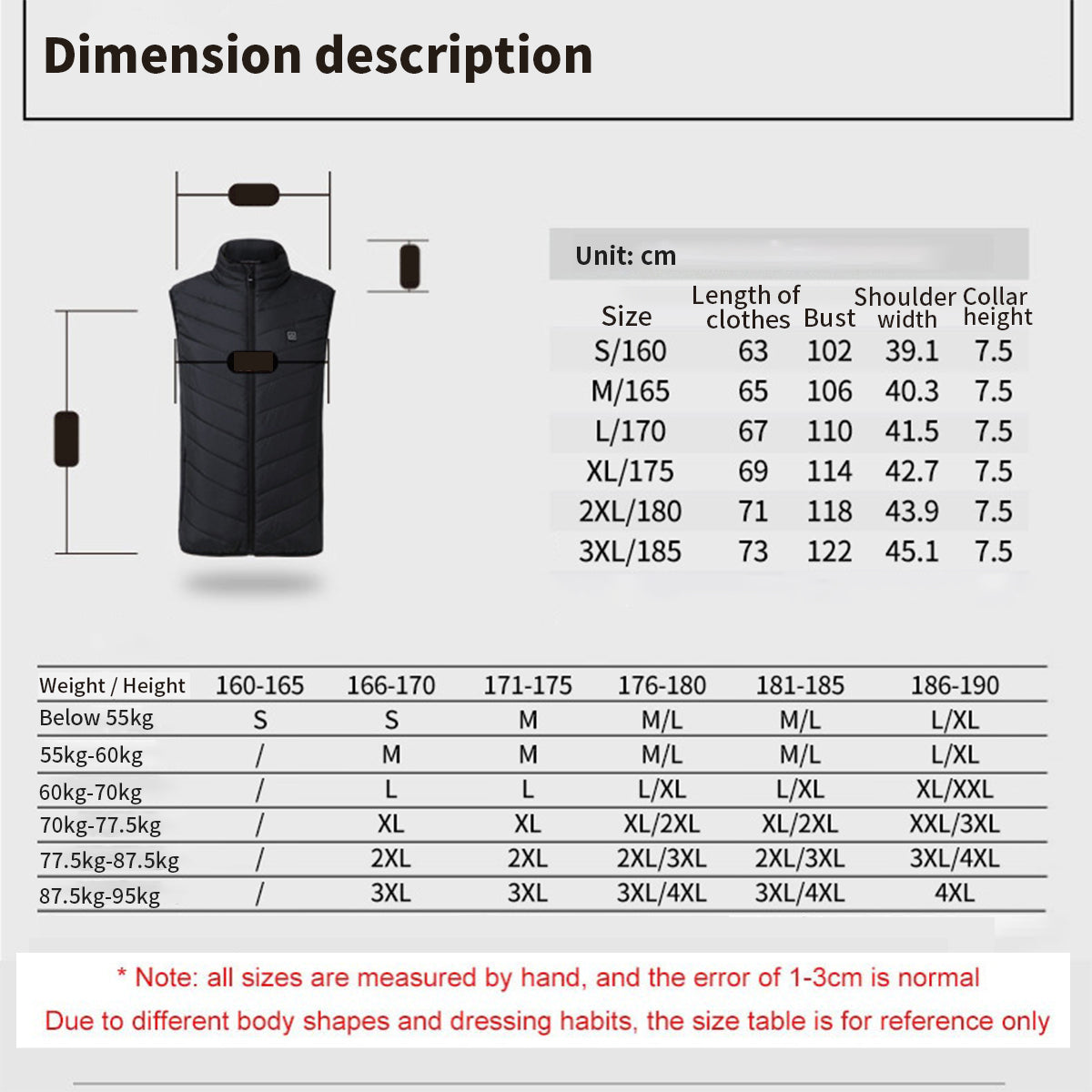 Three Gear Temperature Control Smart Electric Heated Vest For Men And Women USB Two Zone Intelligent Heating