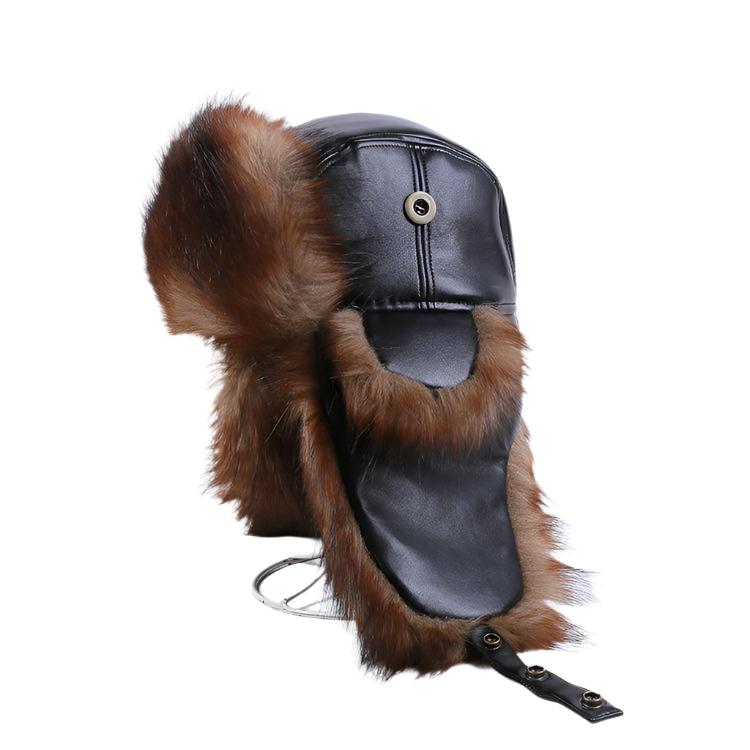 Unisex High-End Leather Trapper Hat with Warm Earmuffs for Winter