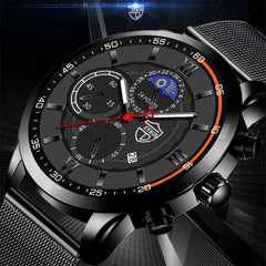 7 Colors Stainless Steel Strap Men's Business Casual Multifunctional Calendar Luminous Quartz Watch