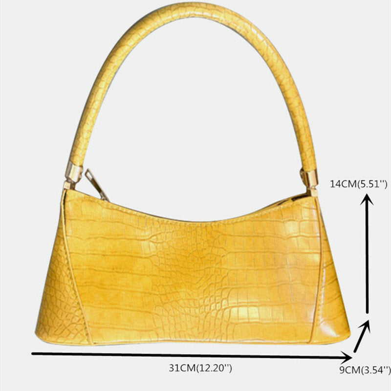 Women Solid Crocodile Pattern Satchel Shoulder Bag