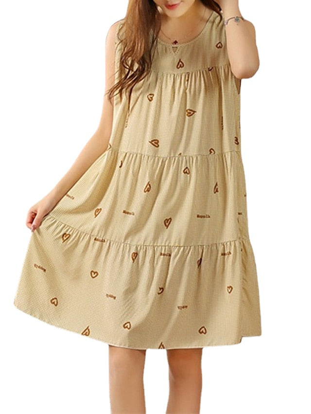 Women's Pajamas Nightgown Flower Fashion Simple Comfort Home Daily Bed Cotton Breathable Gift