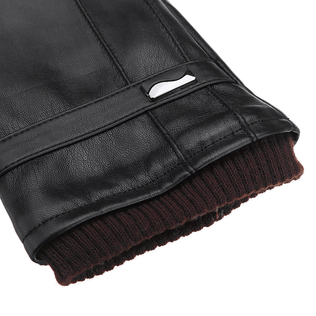 Men's Waterproof Touchscreen PU Leather Winter Gloves - Fleece Lined Thermal Warmth